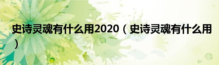 史诗灵魂有什么用2020（史诗灵魂有什么用）