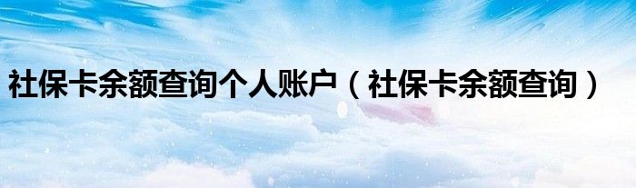 社保卡余额查询个人账户（社保卡余额查询）