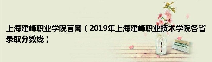 上海建峰职业学院官网（2019年上海建峰职业技术学院各省录取分数线）