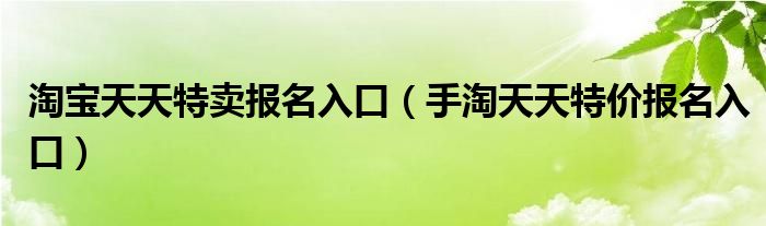 淘宝天天特卖报名入口（手淘天天特价报名入口）