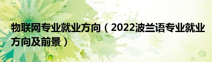 物联网专业就业方向（2022波兰语专业就业方向及前景）