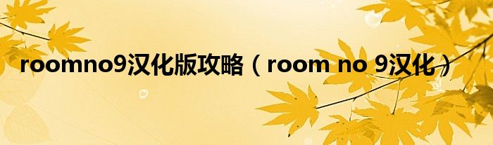 roomno9汉化版攻略（room no 9汉化）