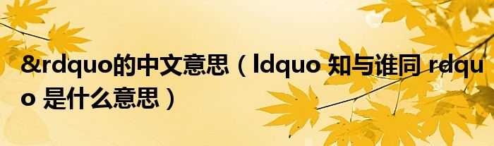 &rdquo的中文意思（ldquo 知与谁同 rdquo 是什么意思）