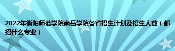 2022年衡阳师范学院南岳学院各省招生计划及招生人数（都招什么专业）