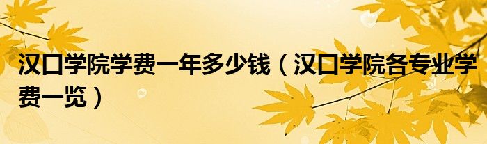 汉口学院学费一年多少钱（汉口学院各专业学费一览）