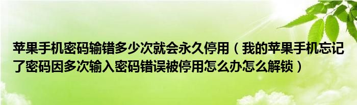 苹果手机密码输错多少次就会永久停用（我的苹果手机忘记了密码因多次输入密码错误被停用怎么办怎么解锁）