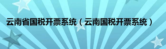 云南省国税开票系统（云南国税开票系统）