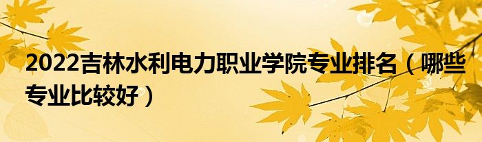 2022吉林水利电力职业学院专业排名（哪些专业比较好）