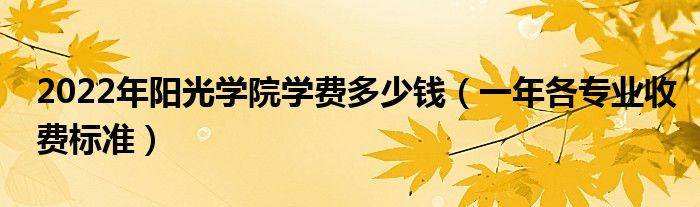 2022年阳光学院学费多少钱（一年各专业收费标准）