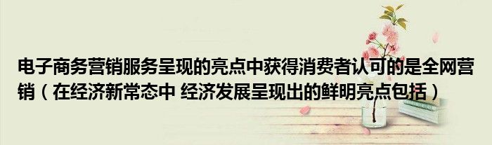 电子商务营销服务呈现的亮点中获得消费者认可的是全网营销（在经济新常态中 经济发展呈现出的鲜明亮点包括）