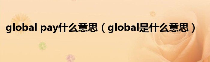 global pay什么意思（global是什么意思）