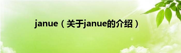 janue（关于janue的介绍）