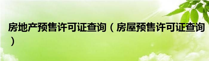 房地产预售许可证查询（房屋预售许可证查询）