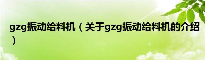 gzg振动给料机（关于gzg振动给料机的介绍）