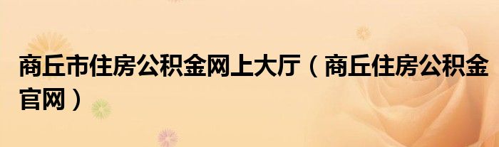 商丘市住房公积金网上大厅（商丘住房公积金官网）