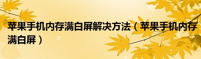 苹果手机内存满白屏解决方法（苹果手机内存满白屏）