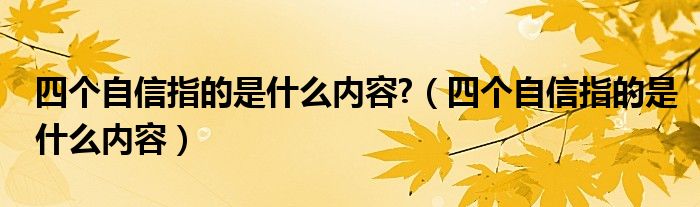 四个自信指的是什么内容?（四个自信指的是什么内容）