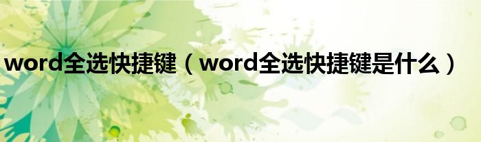 word全选快捷键（word全选快捷键是什么）