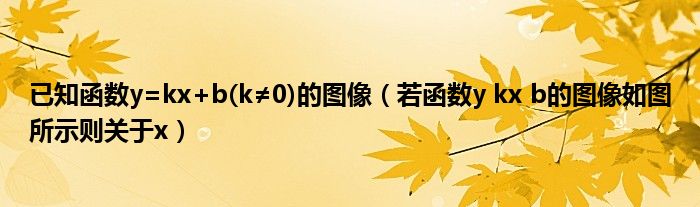 已知函数y=kx+b(k≠0)的图像（若函数y kx b的图像如图所示则关于x）