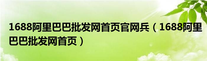 1688阿里巴巴批发网首页官网兵（1688阿里巴巴批发网首页）