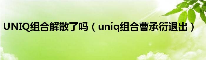 UNIQ组合解散了吗（uniq组合曹承衍退出）