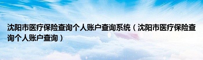 沈阳市医疗保险查询个人账户查询系统（沈阳市医疗保险查询个人账户查询）