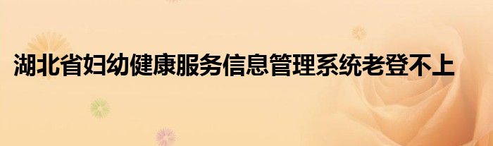 湖北省妇幼健康服务信息管理系统老登不上