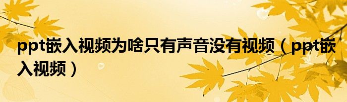 ppt嵌入视频为啥只有声音没有视频（ppt嵌入视频）