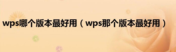 wps哪个版本最好用（wps那个版本最好用）