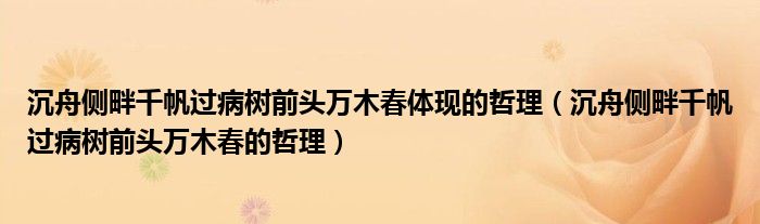 沉舟侧畔千帆过病树前头万木春体现的哲理（沉舟侧畔千帆过病树前头万木春的哲理）