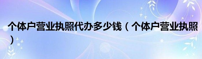 个体户营业执照代办多少钱（个体户营业执照）