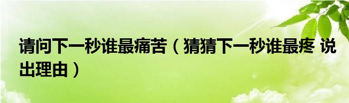 请问下一秒谁最痛苦（猜猜下一秒谁最疼 说出理由）