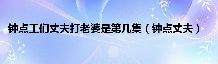 钟点工们丈夫打老婆是第几集（钟点丈夫）