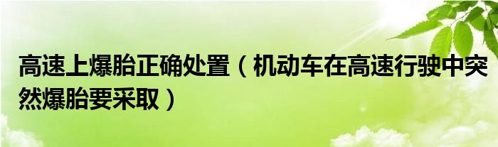 高速上爆胎正确处置（机动车在高速行驶中突然爆胎要采取）