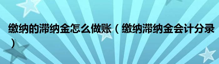 缴纳的滞纳金怎么做账（缴纳滞纳金会计分录）