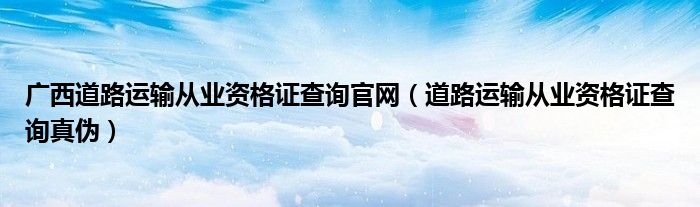 广西道路运输从业资格证查询官网（道路运输从业资格证查询真伪）