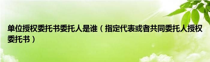 单位授权委托书委托人是谁（指定代表或者共同委托人授权委托书）