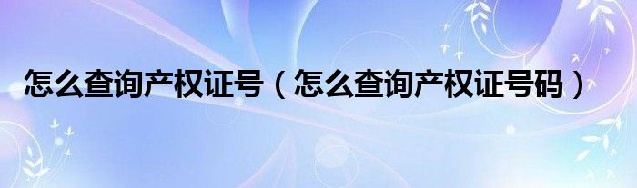 怎么查询产权证号（怎么查询产权证号码）