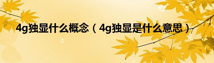 4g独显什么概念（4g独显是什么意思）