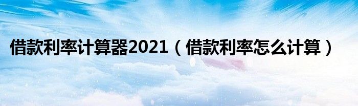 借款利率计算器2021（借款利率怎么计算）