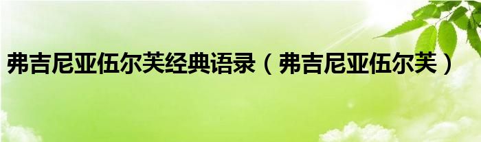 弗吉尼亚伍尔芙经典语录（弗吉尼亚伍尔芙）