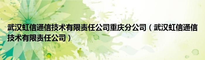 武汉虹信通信技术有限责任公司重庆分公司（武汉虹信通信技术有限责任公司）