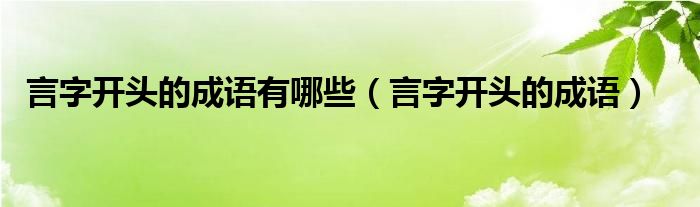 言字开头的成语有哪些（言字开头的成语）