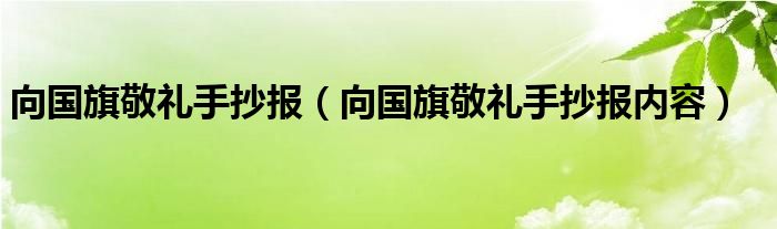 向国旗敬礼手抄报（向国旗敬礼手抄报内容）