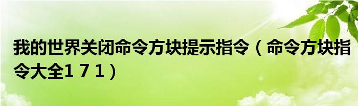 我的世界关闭命令方块提示指令（命令方块指令大全1 7 1）