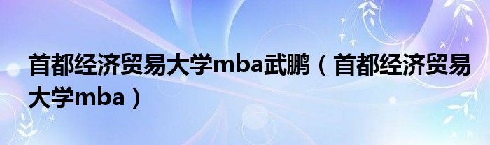 首都经济贸易大学mba武鹏（首都经济贸易大学mba）