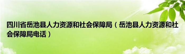 四川省岳池县人力资源和社会保障局（岳池县人力资源和社会保障局电话）