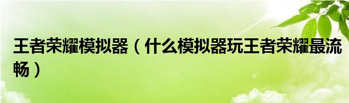 王者荣耀模拟器（什么模拟器玩王者荣耀最流畅）