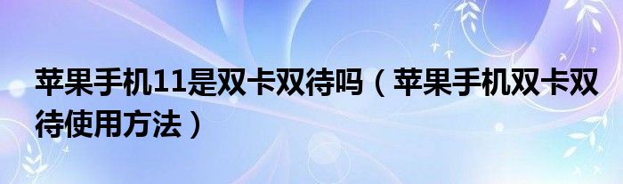 苹果手机11是双卡双待吗（苹果手机双卡双待使用方法）