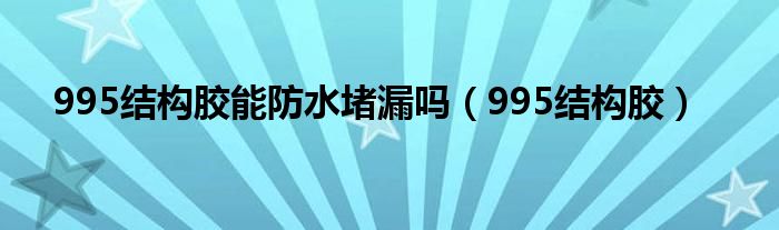 995结构胶能防水堵漏吗（995结构胶）